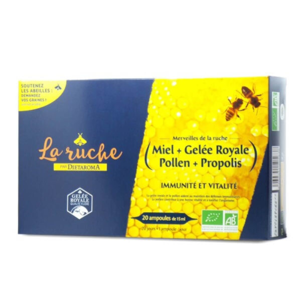 Dietaroma La Ruche Miel+Gelée Royale+Pollen+Propolis 20 Ampoules